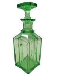 Vintage Green Uranium Depression Glass Decanter With Stopper