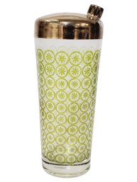 Vintage MCM Atomic Asterisk Green Jeannette Glass Cocktail Shaker With Lid