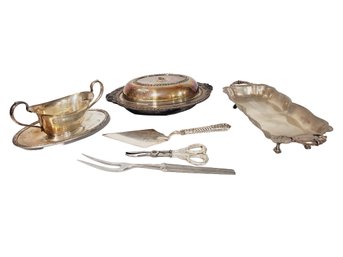 Lot Vintage Silverplate & Stainless Dining & Serveware