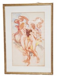 1981 Artist Signed Framed Nude Man & Woman In Love - Professionally Framed
