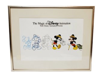 Disney MGM Studios Art Of Animation Cel 'Traveling Mickey' Mickey Mouse Hand Painted - Framed