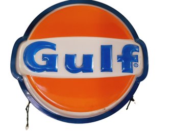 Vintage GULF Gas Lighted Wall Sign By GIC General Indicator Group - Works!