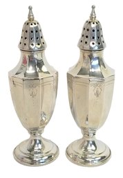 Vintaage Pair Of Webster Sterling Silver Etched Weighted Salt And Pepper Shakers