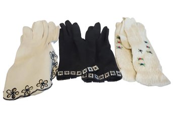 Vintage Trio Of Ladies Gloves