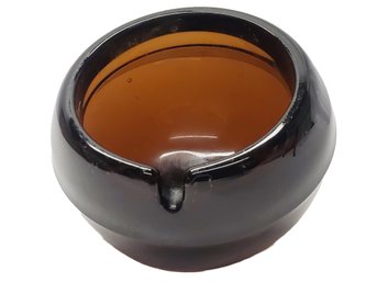 Cool Vintage MCM Atomic Orb Dark Amber Glass Ashtray