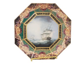 Vintage 1992 Durwin Rice, Decoupage Artist & Author, 8 5/8' Signed Tall Ship Plate