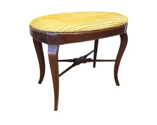 Lovely Vintage Wood Oval Vanity Bench With Cushion Seat By B. Altman