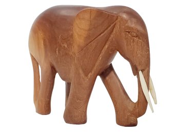 Vintage Besmo Product Hand Carved Wood 4.5' Elephant Figurine Made In Kenya, Africa