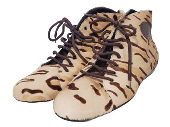 Ladied FENDI Italy Leopard Pony Hair Lace Up Booties - Size 9 - New Never Worn!!!