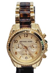 MK Michael Kors Blair Chronograph Champagne Dial Tortoise Gold Band 39mm Watch 6094