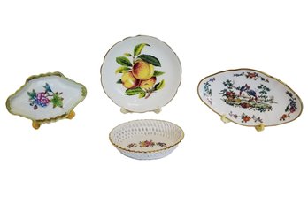 Lovely Set Of 4 Vintage Bone China Trinket Dishes: Spode, Mystic Blue, Regency & Herend Hungary