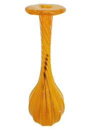 Vintage Orange Swirl Blown Glass Bud Vase