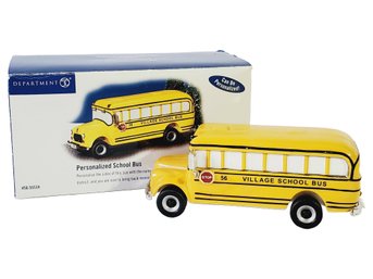 Department 56 Classic Cars Personalized Snow Village School Bus Figurine W/ Box