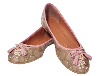 Ladies COACH Benni Ballet Flats With Floral Bundle Print - Size 9.5B