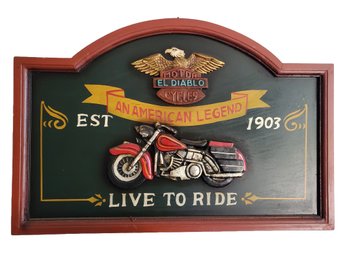 Wooden 3D El Diablo Motorcycle Plaque