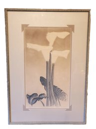 Vintage 1993 Artist Pencil Signed & Numbered 31 Of 500 Contemporary Emobossed Lily Lithograph Print