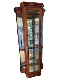 Handsome Pulaski Furniture Wood Lighted Mirrored Curio Cabinet