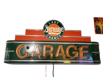 Awesome Last Chance Garage 4 Foot Green & Orange Neon Sign - MSRP $1595