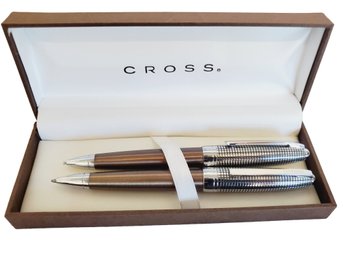 Never Used CROSS Bronze & Chrome Finish Pen & Pencil Set