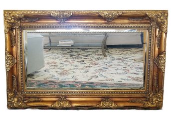 Beautiful Substantial Ornate Vintage Gold Gilt Painted Wooden Framed Beveled Edge Wall Mirror