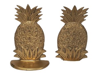 Pair Of Vintage Brass Pineapple Andrea By Sadek Taiwan Bookends