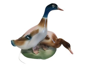 Vintage Zsolnay Porcelain Figural Group: Two Mallard Ducks