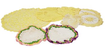 Assorted Vintage Hand Crocheted Doilies - Yellow Themed