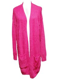 Rachel Roy Size Medium Ladies Fuschia Pink Fuzzy Long Sweater