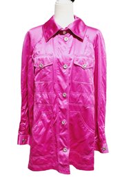 Ladies Ellen Tracy Size Medium Fuschia Pink Polyester Blend Shirt Jacket-never Worn With Tags