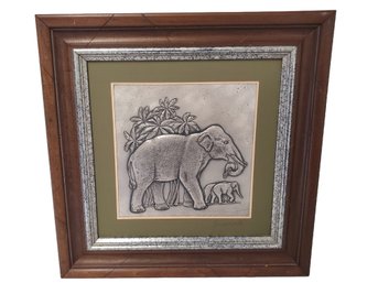 1977 Franklin Mint Framed 3D Wall Sculpture Signed Donald Richard Miller The Indian Elephant