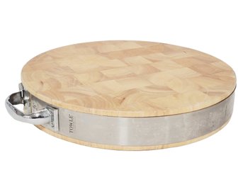Towle Round Double-sided Handled End Cut Maple Butcher's Block Cutting Board