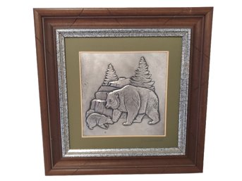 1977 Franklin Mint Framed 3D Wall Sculpture Signed Donald Richard Miller The North American Grizzly Bear