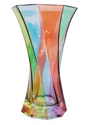 Vintage Colorful Swirl Zecchin Glass Venetian Italy Tall Crystal Vase