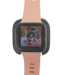 Fitbit Versa Smart Watch, Peach/Rose Gold Aluminum FB504 With Charging Station