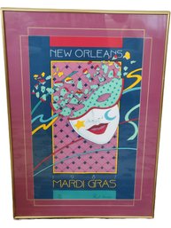 Framed Vintage 1987 Signed & Numbered 176 / 500 Mardi Gras Poster