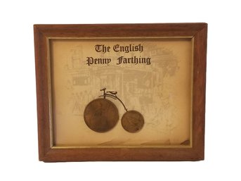 Small Framed The English Penny Farthing Bicycle Coins - Made In Rochdale England