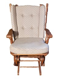 Vintage Wood Glider Rocking Chair With Cushions