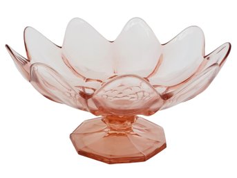 Vintage 1930s McKee Depression Glass Colonial Pink Georgian HoneycombPedestal Compote Bowl