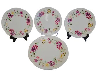 Vintage Zsolnay Hand Painted Porcelain Floral Design  Bread & Butter Plates Made In Hungry