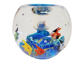 Tropical Fish Glass Paperweight / Taper Candlestick Holder