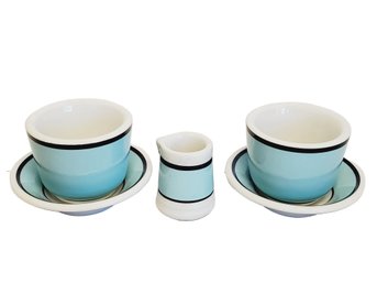 Jackson China Cook's Hotel & Restaurant Supply - Demitasse & Miniature Pitcher - Teal / Black / White