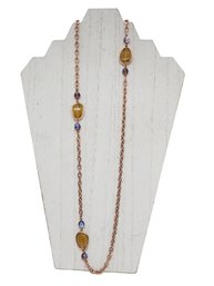 Ladies Beaded 2028 Rose Gold Tone 22' Long Necklace