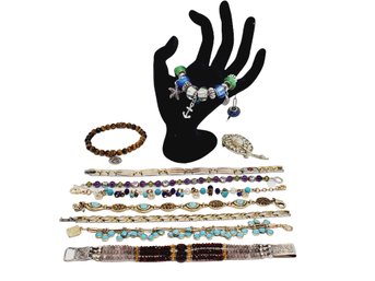 Assorted Ladies Beaded Braclets & One Pin - DaVinci, Lucky Brand, Anne Klein & More