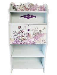 Very Pretty Vintage Wood Hand Painted & Decorated With Floral Transfers Secretary Desk