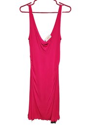 NOS Diane Von Furstenberg Size 14 Ladies Hot Pink Fuschia Sleeveless Cowl Neck Dress With Tags