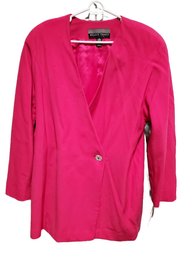 NOS Ellen Tracy Ladies Hot Pink Fuschia Size 12 Blazer Jacket With Rhinestone Clasp With Tags