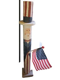 Whimsical Wood Painted Patriotic Uncle Sam Figurine