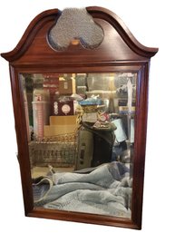 Large Vintage Traditional Style Cherry Wood Wall / Dresser Mirror - See Description
