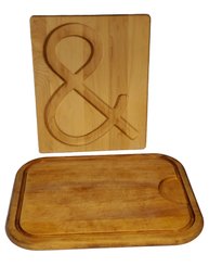 Two Wood Cutting Boards - New JK Adams For The Uncommon Collection Ampersand &  / Oblong Pre Owned Board