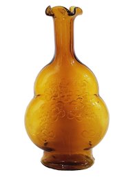 Vintage Amber Glass Embossed 8' Flower Bud Vase